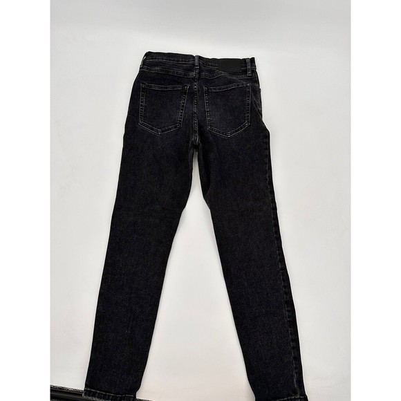 Everlane Jeans Women’s Sz 26 R High Rise Slim Straight Stretch Black Button Fly - Picture 2 of 7